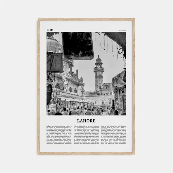Lahore Black And White Travel Poster, City View