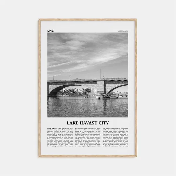 Lake Havasu City Black and White Map Poster Print
