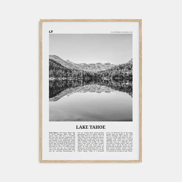 Lake Tahoe Black and White Travel Poster Art Print