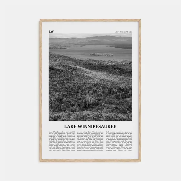 Lake Winnipesaukee Black and White Travel Poster