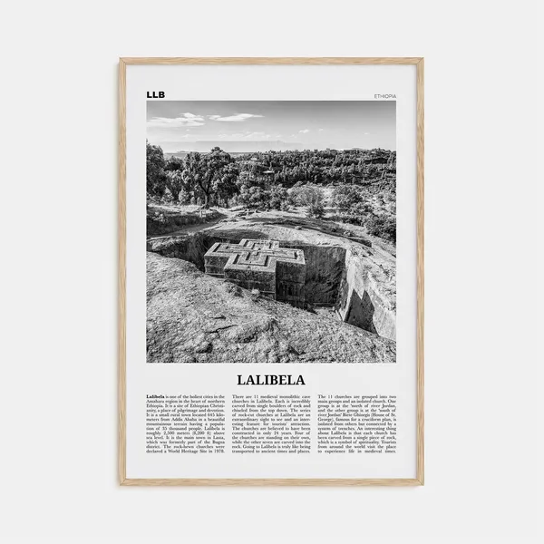 Lalibela Black and White Travel Poster, Ethiopia