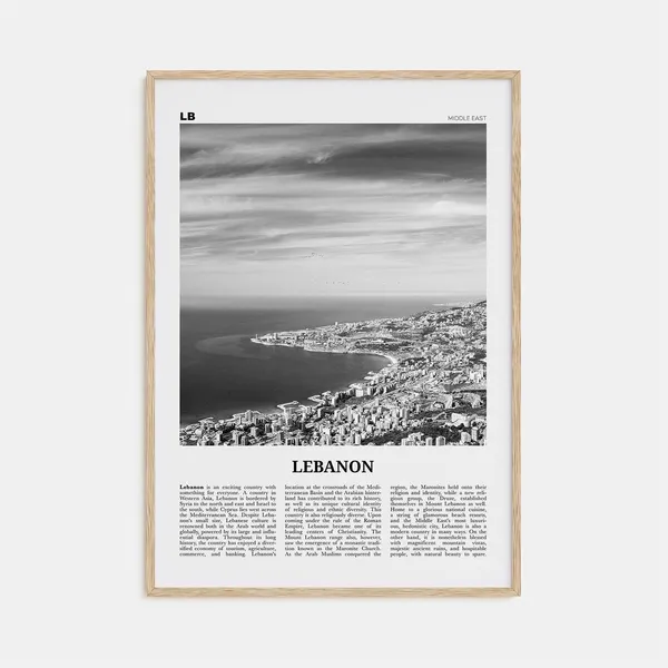 Lebanon Black And White No. 1 Middle East Travel Poster