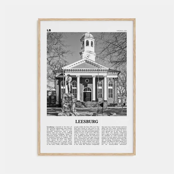 Leesburg Virginia Map Print, Black And White Travel Poster