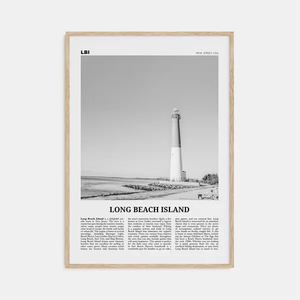 Long Beach Island Black And White Travel Poster