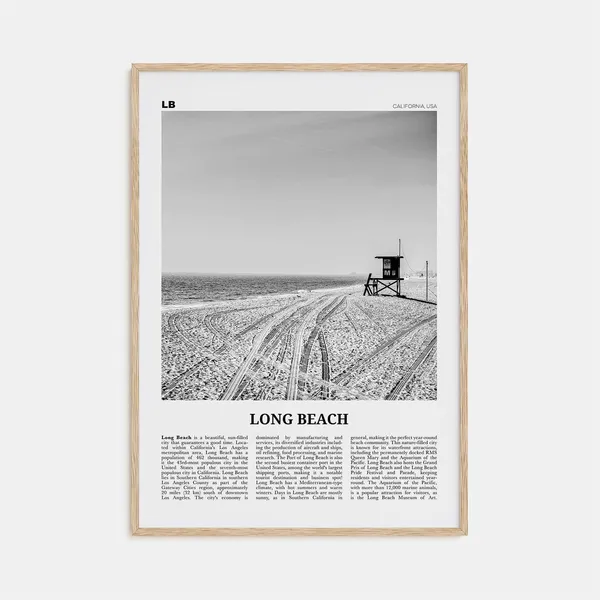 Long Beach Black and White Travel Poster, United States