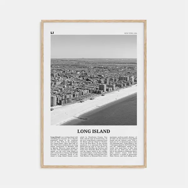 Long Island Black and White Travel Poster, New York