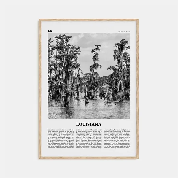 Louisiana Black and White Travel Poster, United States