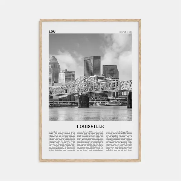 Louisville Black and White Kentucky Travel Poster