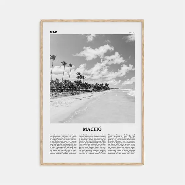 Maceio Black and White Travel Poster, Brazil City