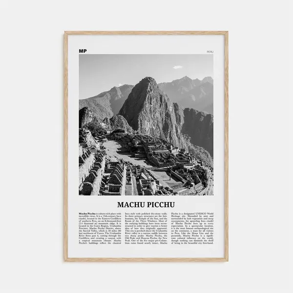 Machu Picchu Black and White Travel Poster