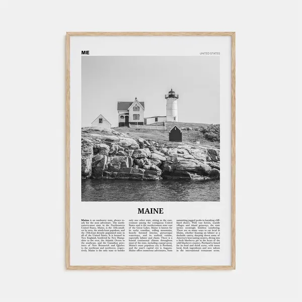 Maine Black And White No. 1 Travel Poster Art Print