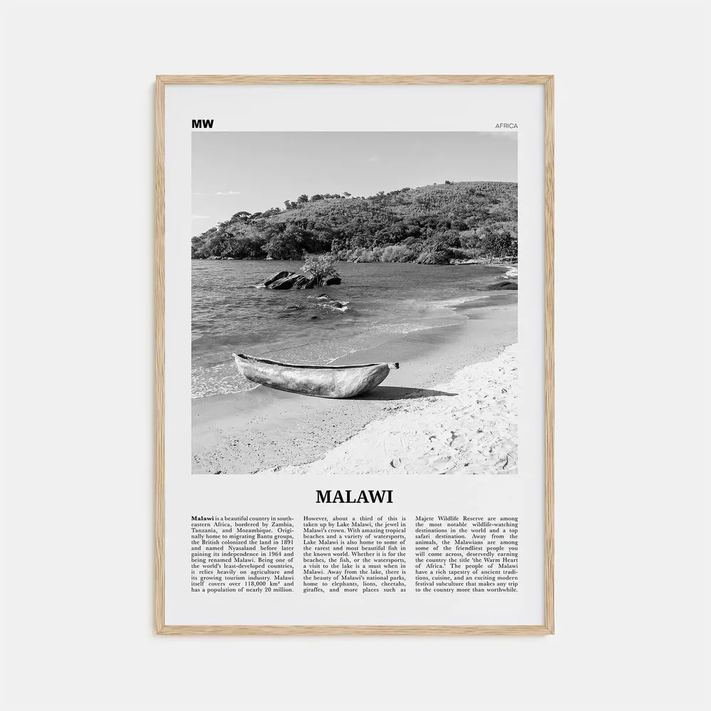 Malawi Black And White Poster Print, Africa Art