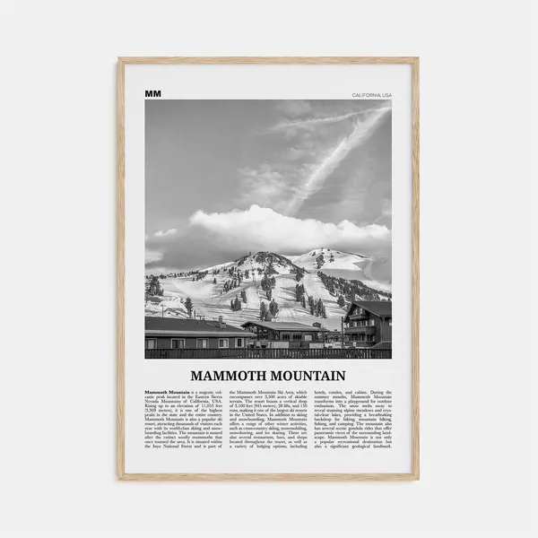 Mammoth Mountain Black and White Travel Poster
