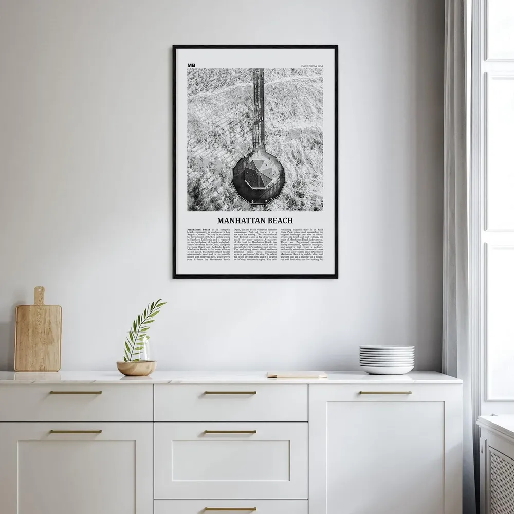 Manhattan Beach Black And White Travel Poster - Image 2