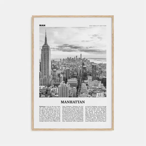 Manhattan Black and White Travel Poster, New York