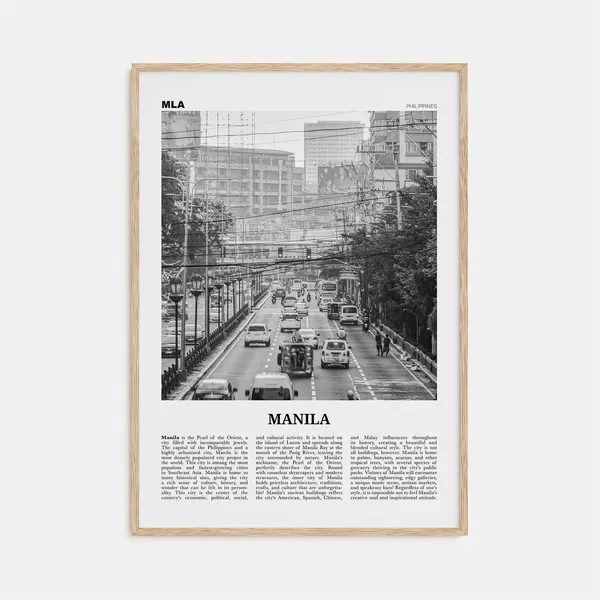 Manila Black and White Travel Poster, Philippines