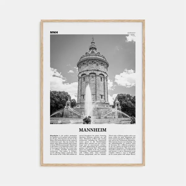 Mannheim Black and White Map Art Print, Germany
