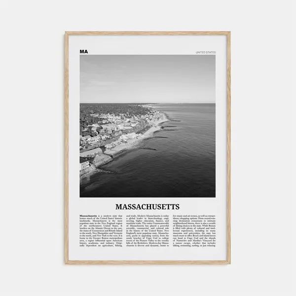 Massachusetts Black and White Travel Poster No. 1