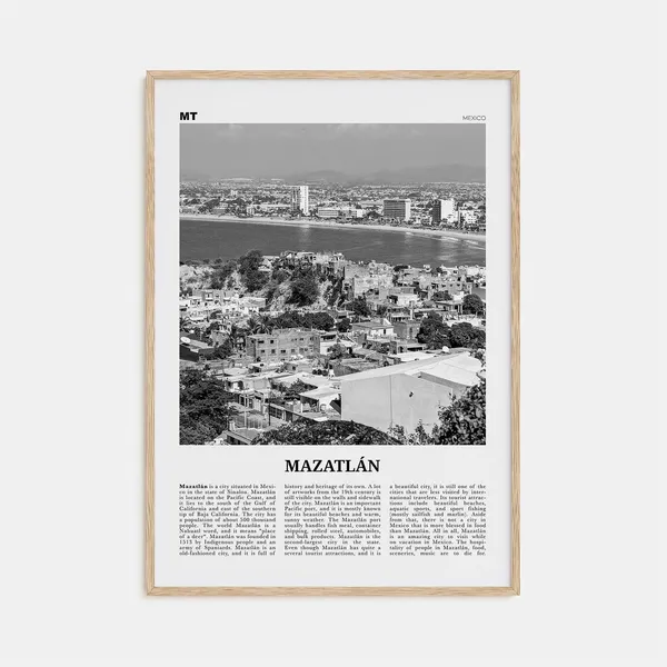 Mazatlan Black and White Travel Poster, Mexico