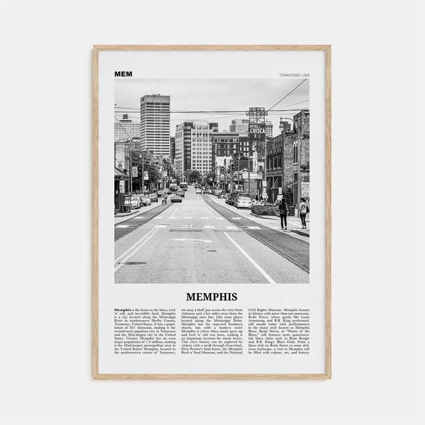 Memphis Black And White Travel Poster, Tennessee