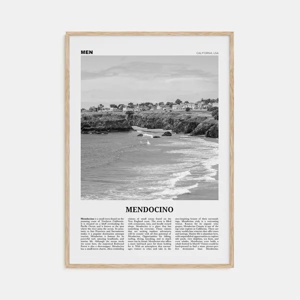 Mendocino Black and White Travel Poster, California