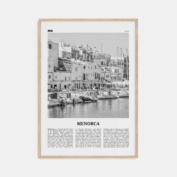Menorca Black and White Travel Poster, Spain, Minorca
