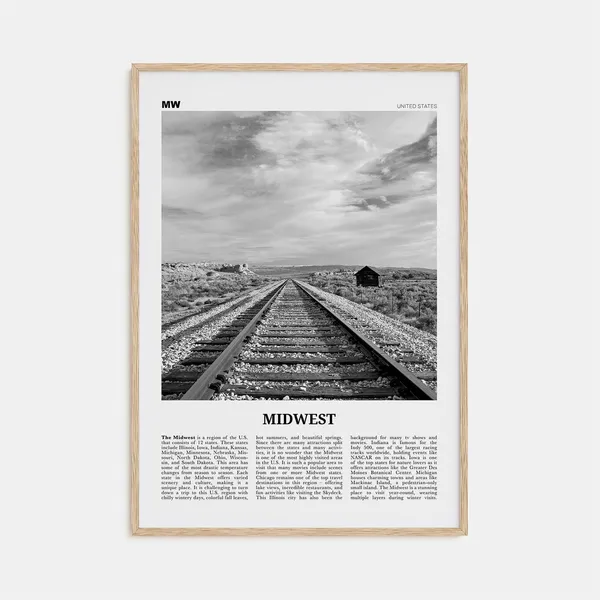 Midwest Black and White Travel Poster, United States