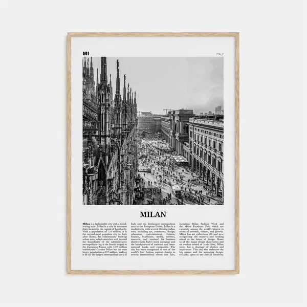 Milan Black and White Art Print, Italy City Poster
