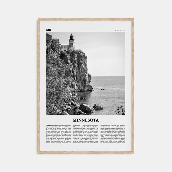 Minnesota Black and White Travel Poster, United States
