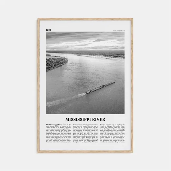 Mississippi River, Black and White Travel Poster