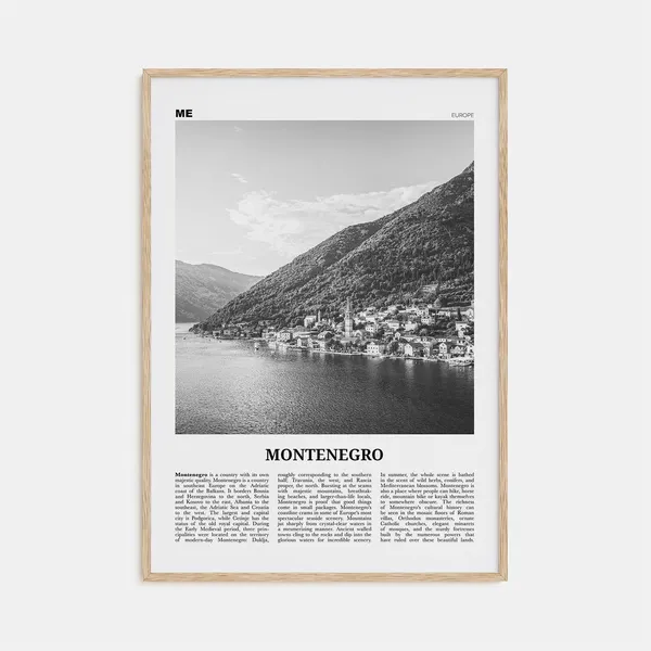 Montenegro Black and White Travel Poster, Europe