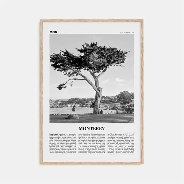 Monterey Black And White Travel Wall Art Print