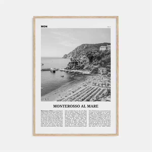 Monterosso Al Mare Black and White Travel Poster