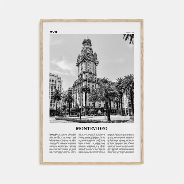 Montevideo Black And White Travel Poster, Uruguay