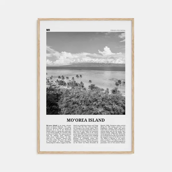 Moorea Island Black And White Travel Poster