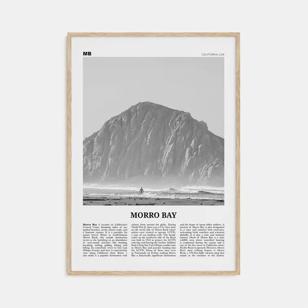 Morro Bay Black and White Travel Poster, California