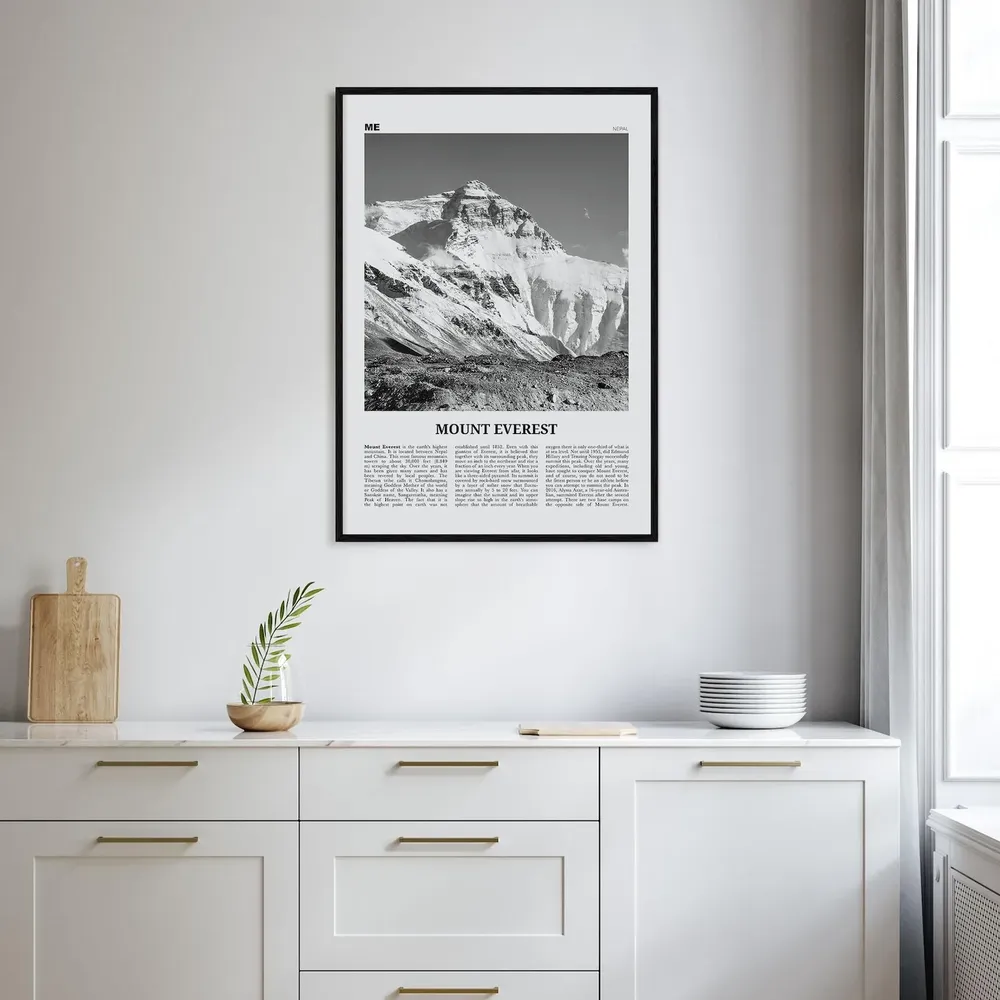 Mount Everest Black and White Travel Poster - Image 2