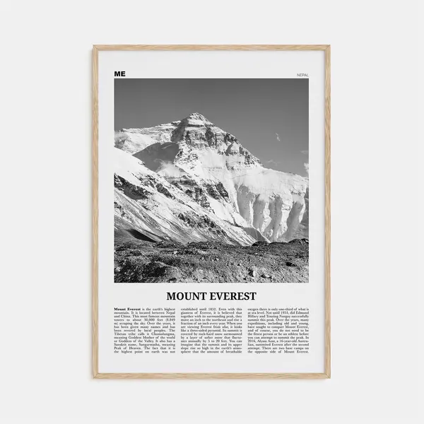 Mount Everest Black and White Travel Poster