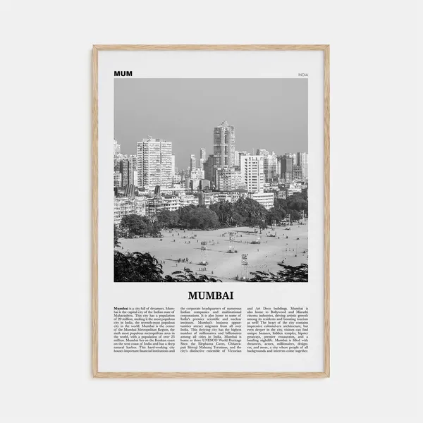 Mumbai Black And White Travel Poster, Maharashtra