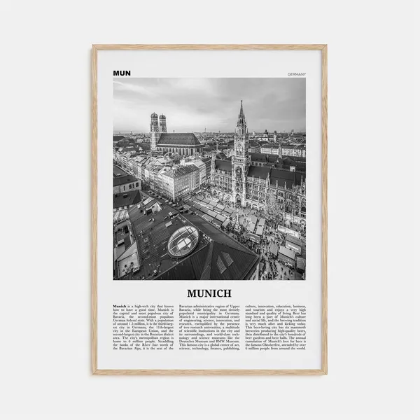 Munich Black and White Travel Poster, Germany