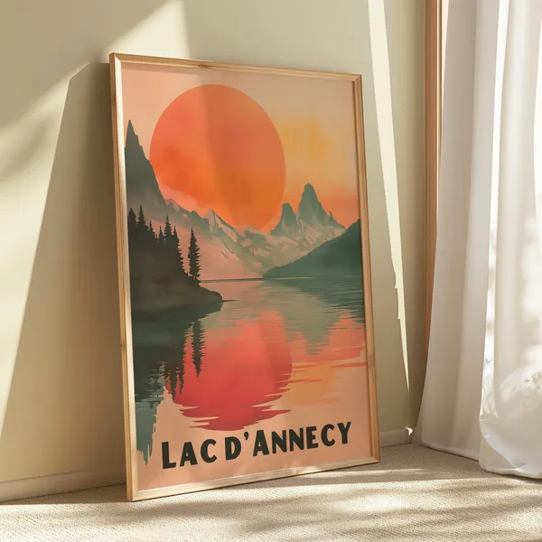 Lake Annecy Vintage Travel Poster, French Alps