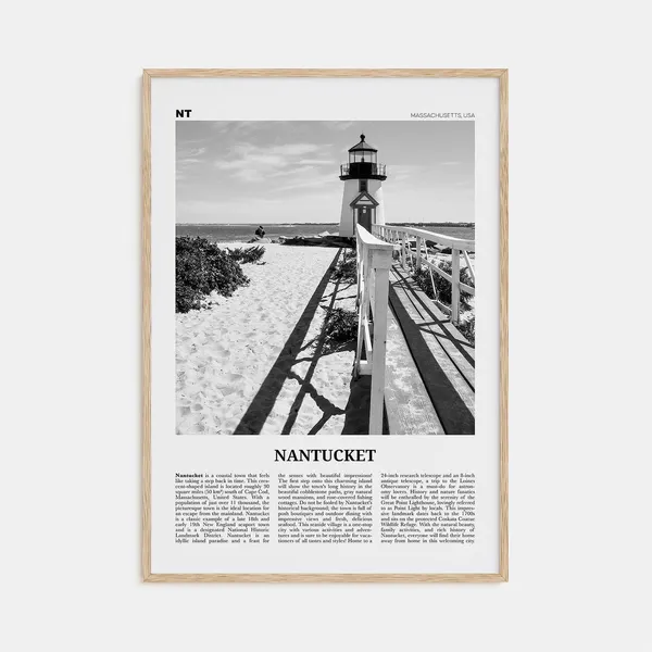 Nantucket Black and White Travel Poster, Massachusetts