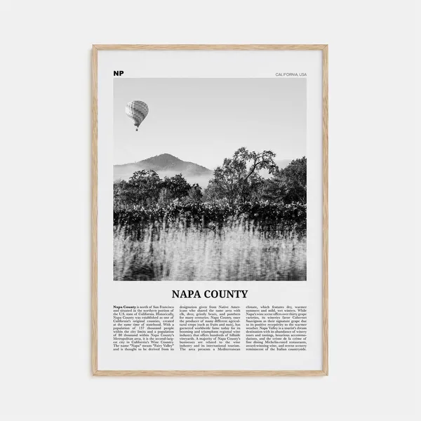 Napa County Black And White Travel Poster, Napa Valley
