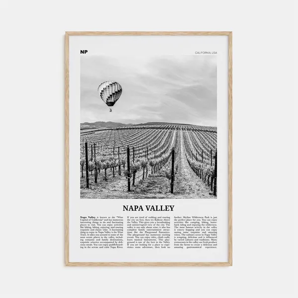 Napa Valley Black And White Travel Poster Print