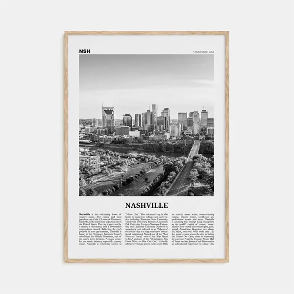 Nashville Black and White No. 2 Travel Poster