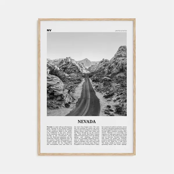 Nevada Black And White No. 1 Travel Poster Print