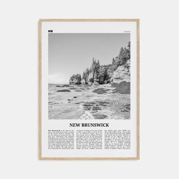 New Brunswick Black and White Travel Poster, Canada