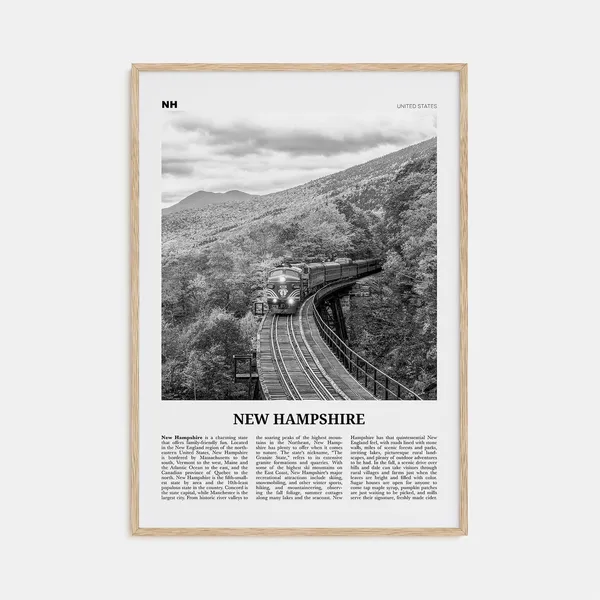 New Hampshire Black and White Travel Poster, No. 3