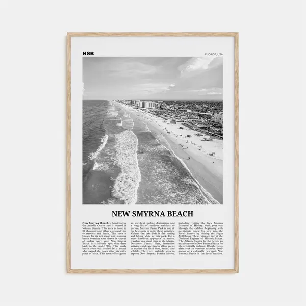 New Smyrna Beach Black And White Travel Poster