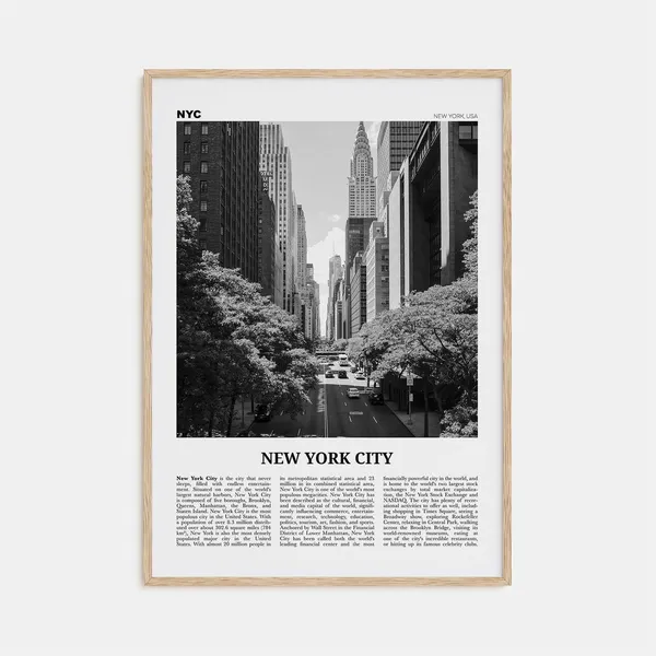 New York City Black And White Travel Poster Print